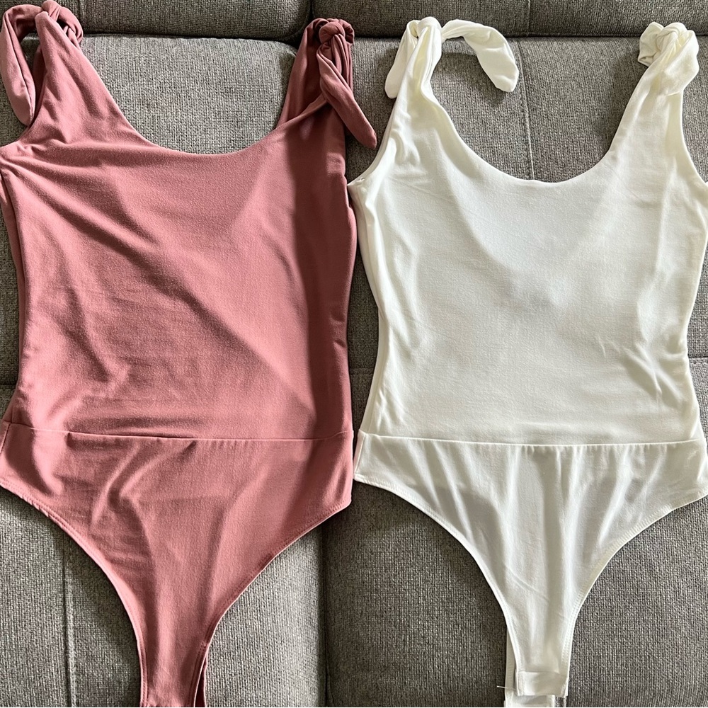 TWO Pretty Pleased Tie-Strap Bodysuits